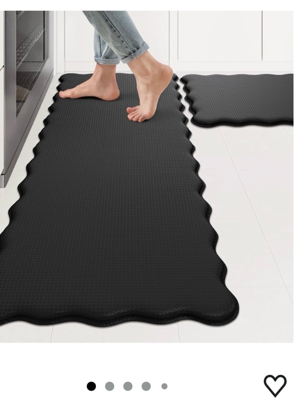 Scalloped Kitchen Mats for Floor Cushioned Anti Fatigue Black